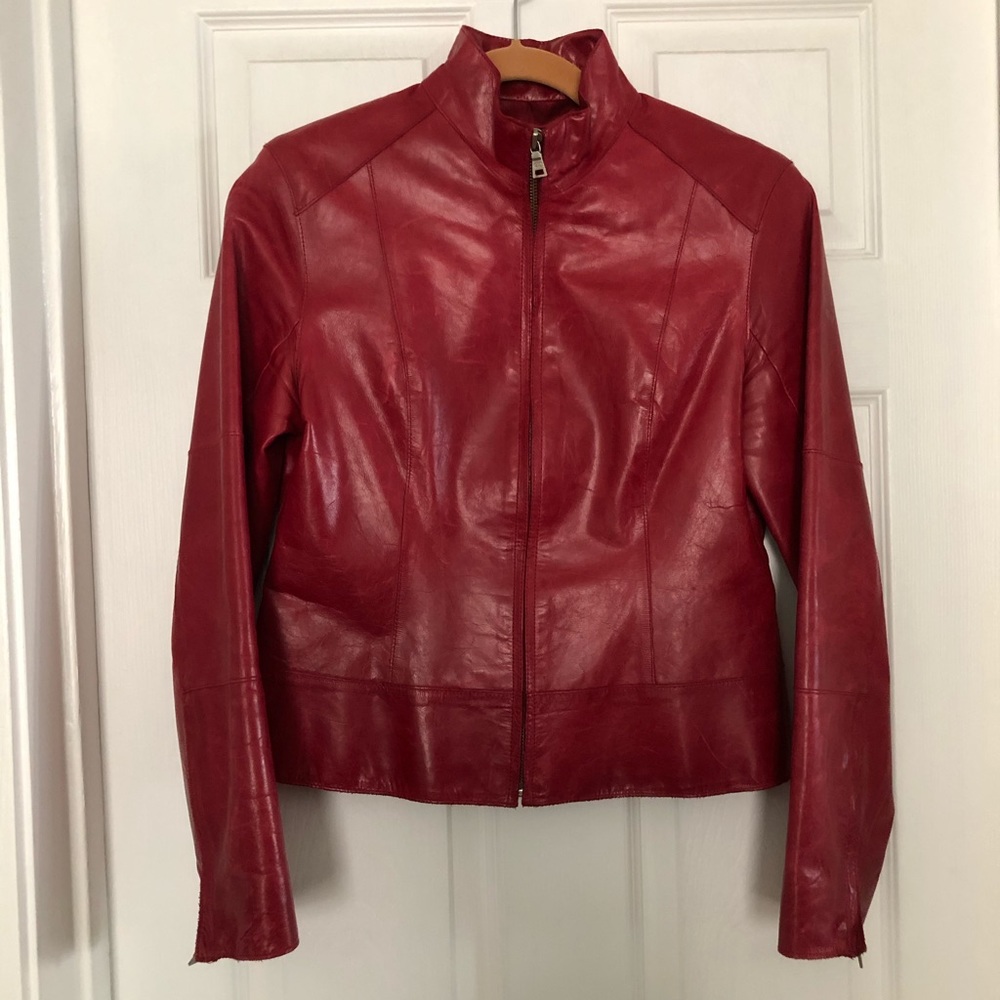 Beautiful Andrew Marc NY Red Leather Jacket size S